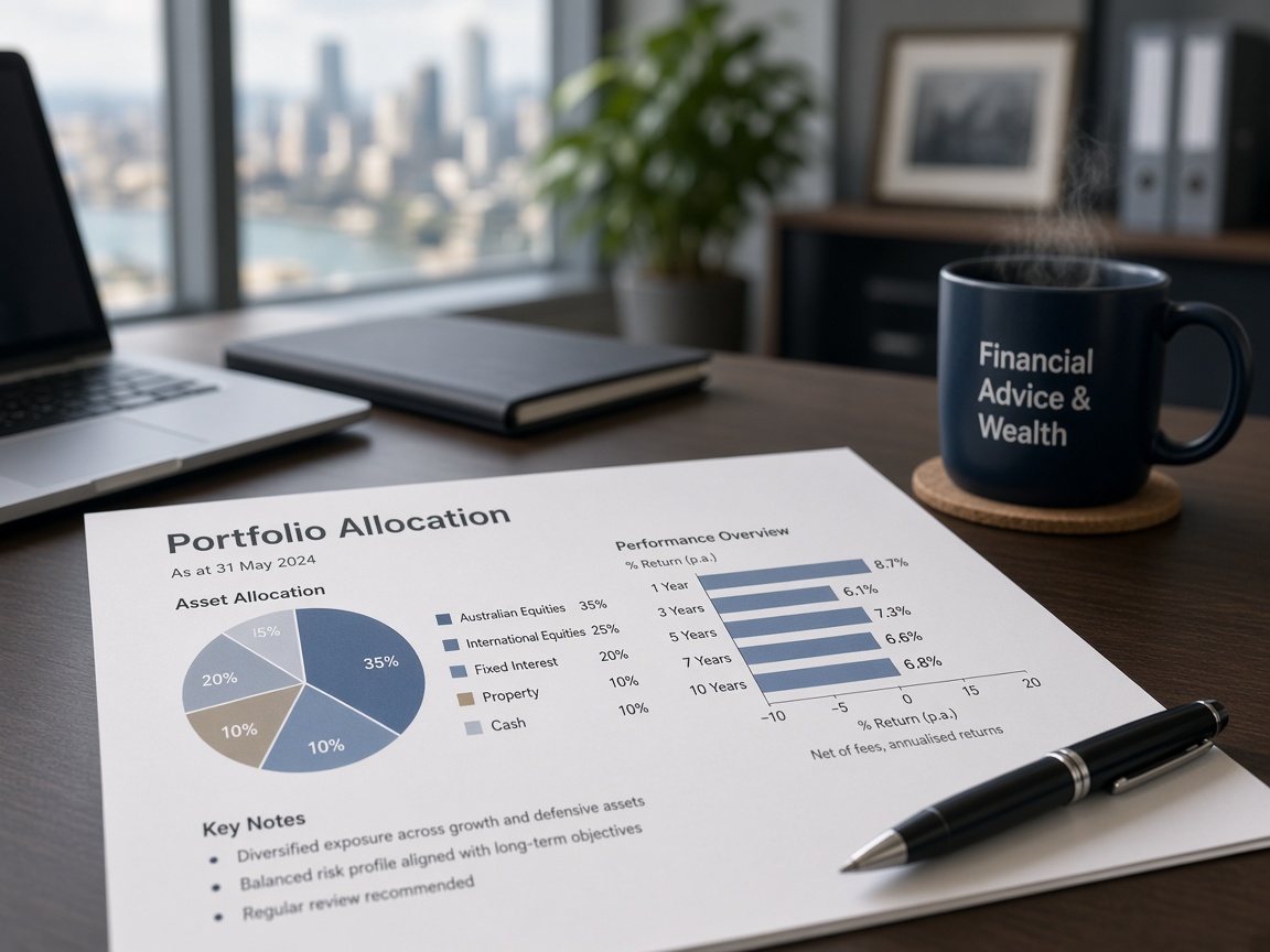 Portfolio allocation review on desk